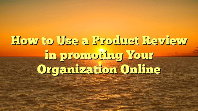 How to Use a Product Review in promoting Your Organization Online